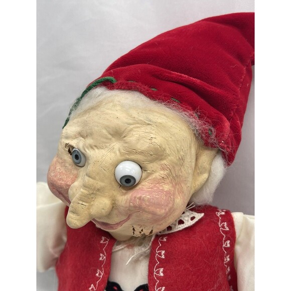 Vintage Handmade Christmas Elf Red Black Clothing 16” RARE - Picture 3 of 12